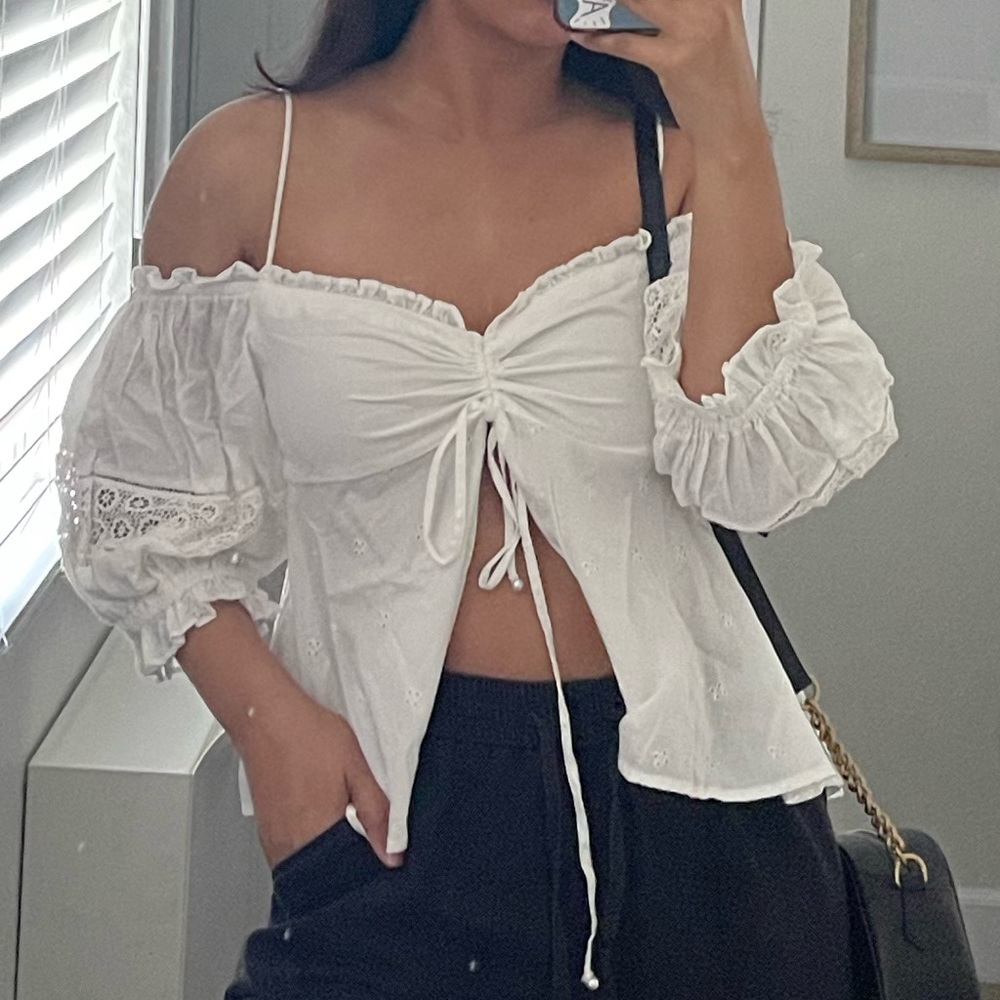 bambino white off shoulder top
